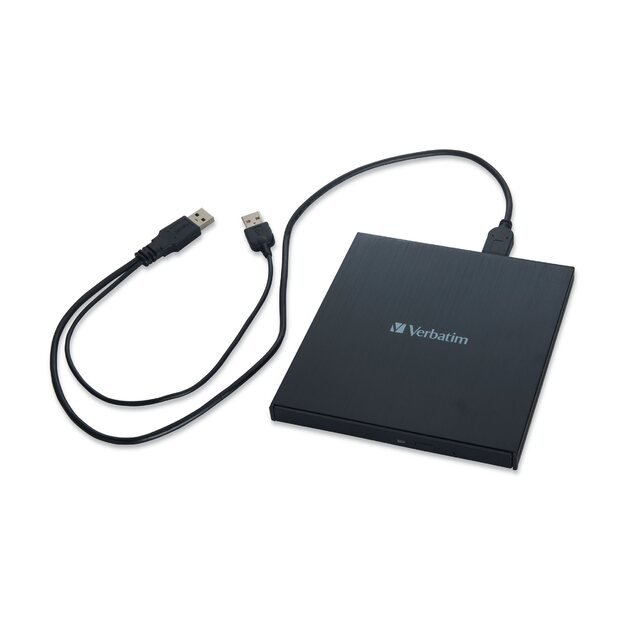VERBATIM Mobile Blu-Ray ReWriter slim external USB3.0 black incl. software Mdisc support 29