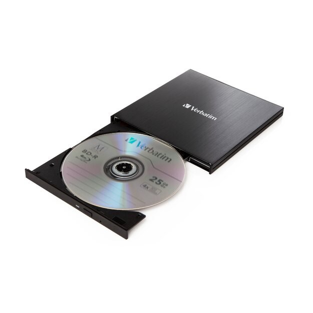 VERBATIM Mobile Blu-Ray ReWriter slim external USB3.0 black incl. software Mdisc support