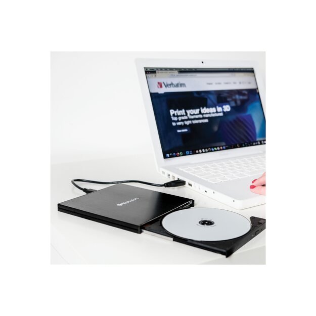 VERBATIM Mobile Blu-Ray ReWriter slim external USB3.0 black incl. software Mdisc support