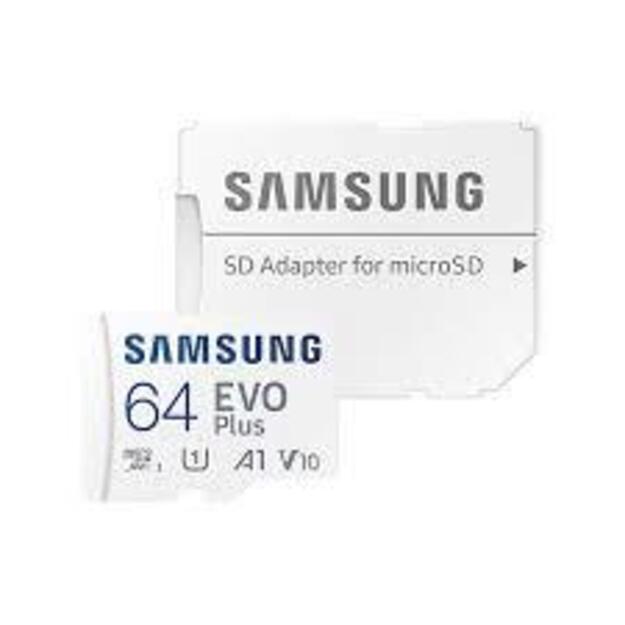 SAMSUNG EVO PLUS microSD 64GB 2024 incl. SD Adapter memory card UHS-I U3 Full HD and 4K UHD 160 MB/s read