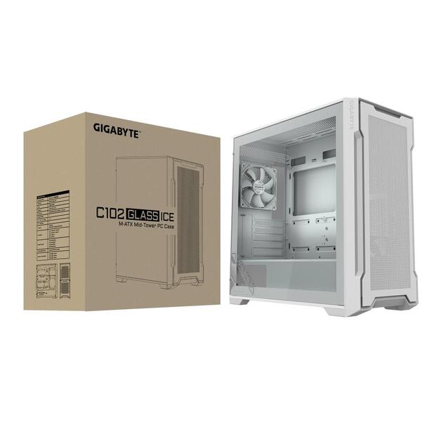 CASE MIDITOWER ATX W/O PSU/GB-C102GI WHITE GIGABYTE