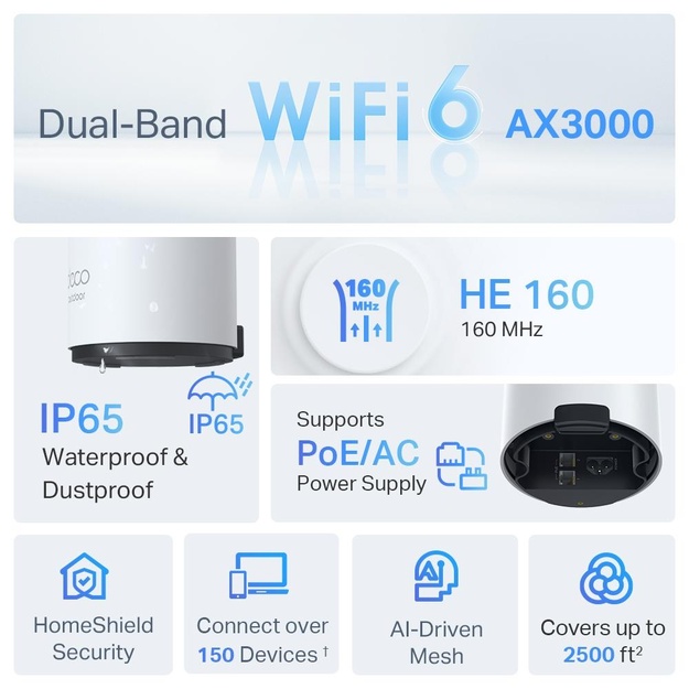 WRL MESH ROUTER 3000MBPS/DECO X50-OUTDOOR 1-PK TP-LINK