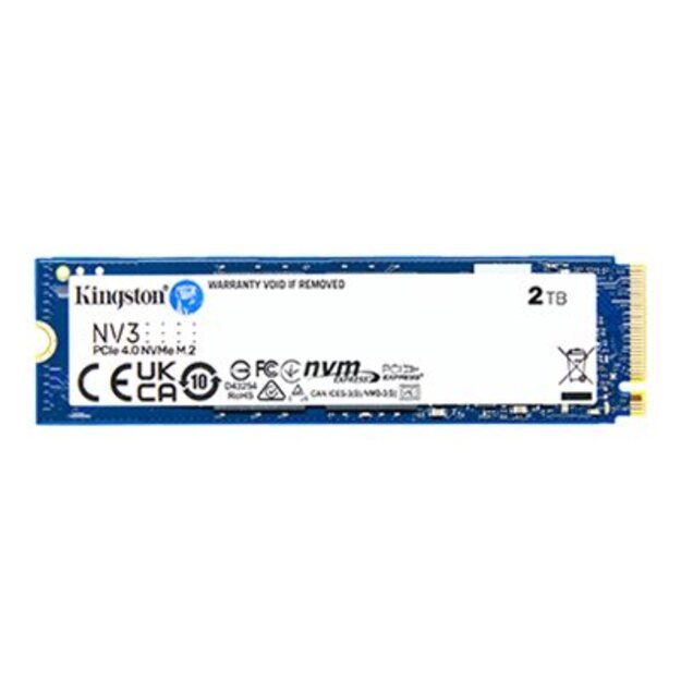 SSD|KINGSTON|NV3|2TB|M.2|PCIE|NVMe|3D NAND|Write speed 5000 MBytes/sec|Read speed 6000 MBytes/sec|TBW 640 TB|MTBF 200000 hours|SNV3S/2000G