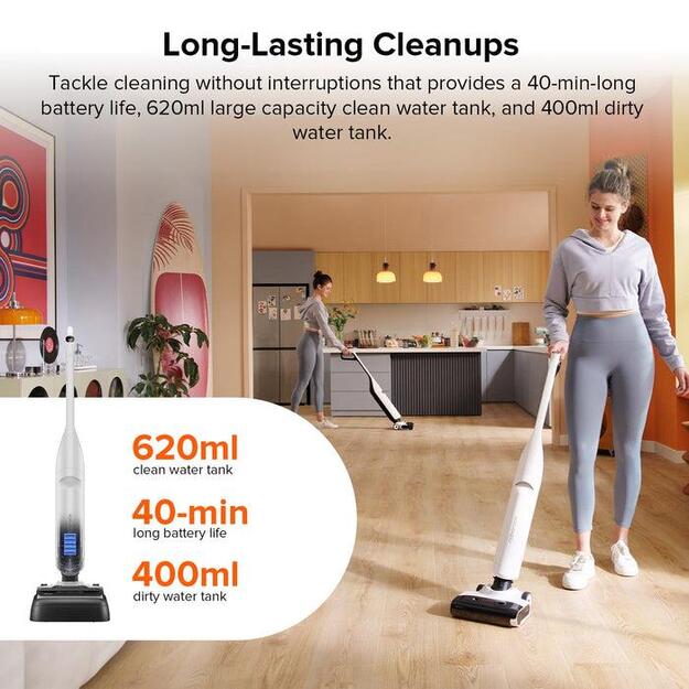 Vacuum Cleaner|ROBOROCK|FLEXI LITE|Upright/Wet/dry/Cordless/Bagless|Capacity 0.4 l|Noise 73 dB|White|Weight 3.89 kg|WD3D3A01-01 27