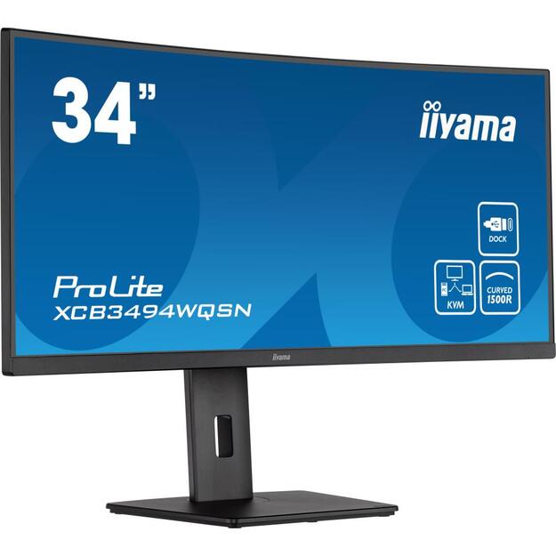 LCD Monitor|IIYAMA|XCB3494WQSN-B5|34 |Curved/21 : 9|Panel VA|3440x1440|21:9|Matte|0.4 ms|Speakers|Swivel|Height adjustable|Tilt|Colour Black|XCB3494WQSN-B5