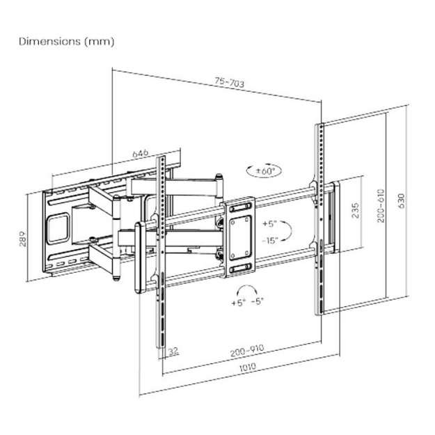 TV SET ACC WALL MOUNT 60-120 /WM-120ST-01 GEMBIRD
