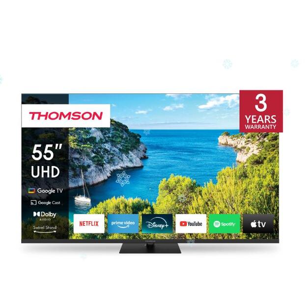 TV Set|THOMSON|55 |4K/Smart|3840x2160|Wireless LAN|Bluetooth|Google TV|Black|55UG5C14