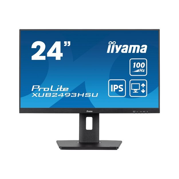 IIYAMA XUB2493HSU-B6 24inch ETE IPS-panel FHD 100Hz 250cd/m2 1ms MPRT FreeSync Speakers 15cm Height Adj. Stand Pivot (P)