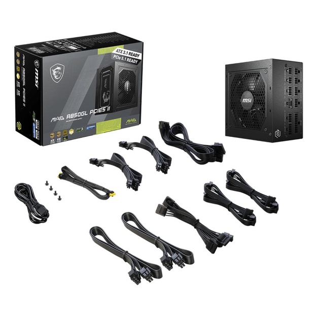 Power Supply|MSI|MAG A850GL PCIE5 II|850 Watts|Efficiency 80 PLUS GOLD|PFC Active|MAGA850GLPCIE5II