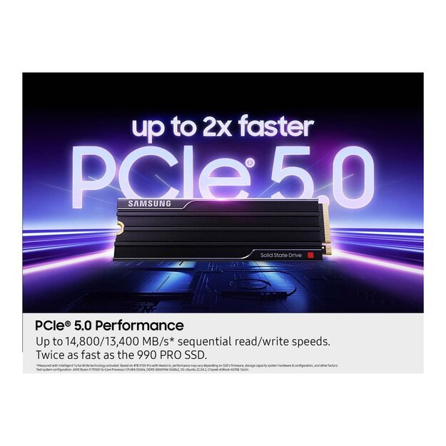 SAMSUNG 9100 PRO SSD Heatsink NVMe M.2 1TB PCIe 5.0 14.700 MB/s Read 13.300 MB/s Write Internal SSD for PC-Gaming and video editing 2