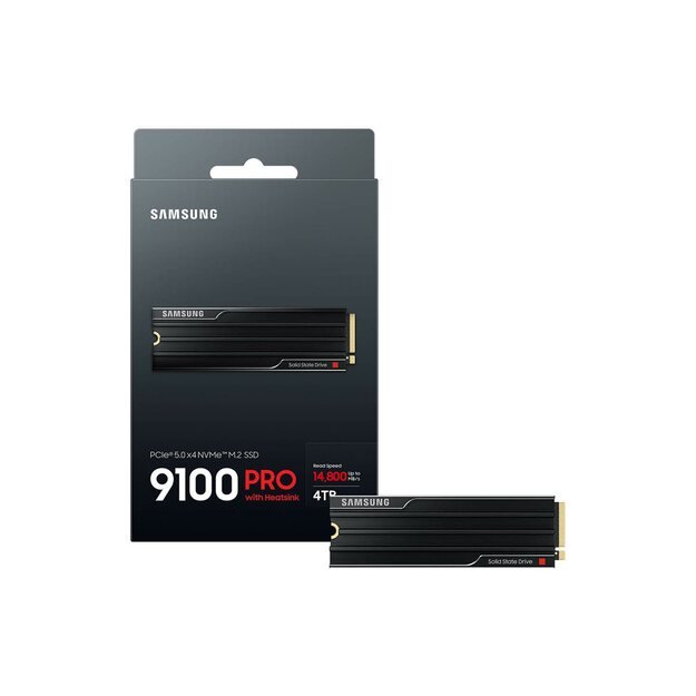 SAMSUNG 9100 PRO SSD Heatsink NVMe M.2 4TB PCIe 5.0 14.800 MB/s Read 13.400 MB/s Write Internal SSD for PC-Gaming and video editing