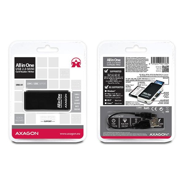 CARD READER MINI 5-SLOT/USB2.0 0.1M CRE-X1 AXAGON