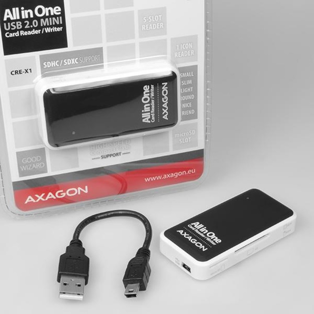 CARD READER MINI 5-SLOT/USB2.0 0.1M CRE-X1 AXAGON