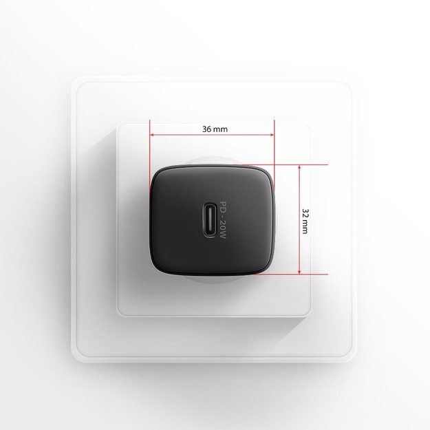 MOBILE CHARGER WALL USB-C 20W/1PORT BLACK ACU-PD20 AXAGON