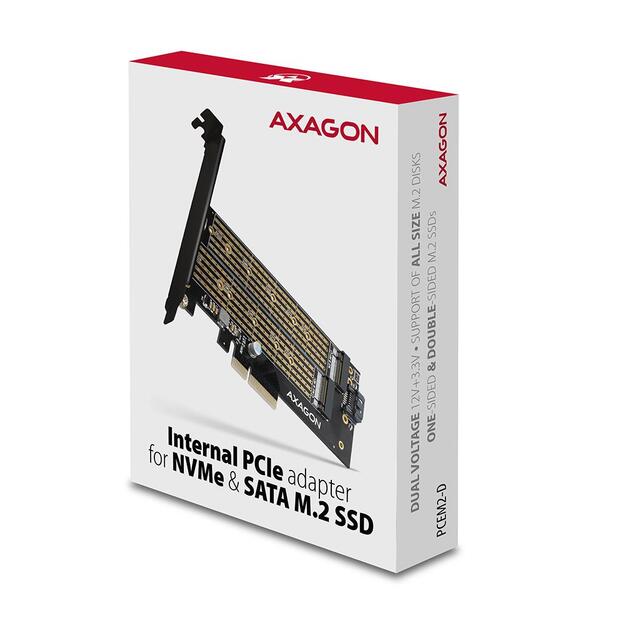 SSD ACC ADAPTER NVME/SATA/M.2/SP&LP PCEM2-D AXAGON 3