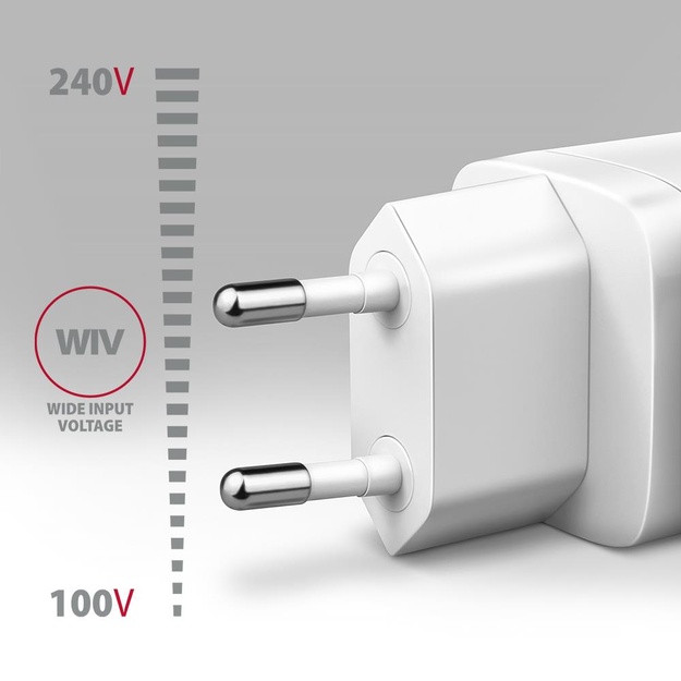 MOBILE CHARGER WALL USB 20W/2PORT WHITE ACU-PQ20W AXAGON
