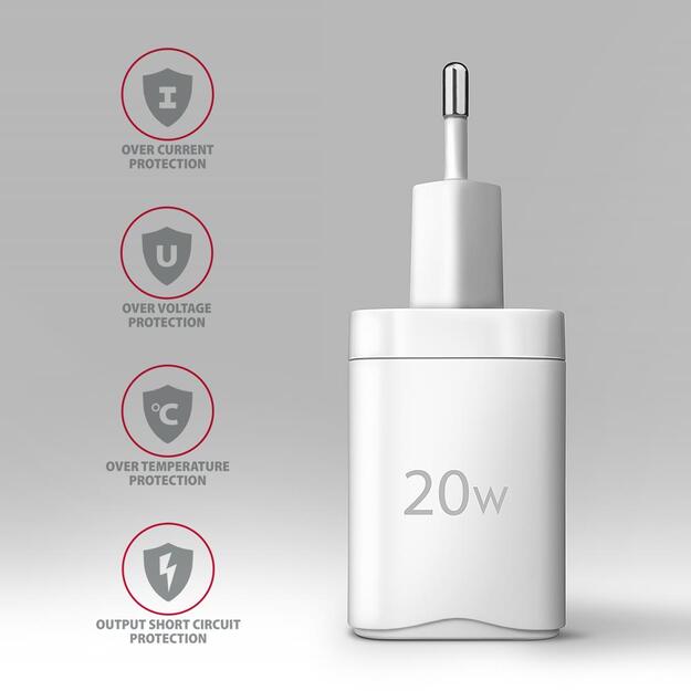 MOBILE CHARGER WALL USB 20W/2PORT WHITE ACU-PQ20W AXAGON 5