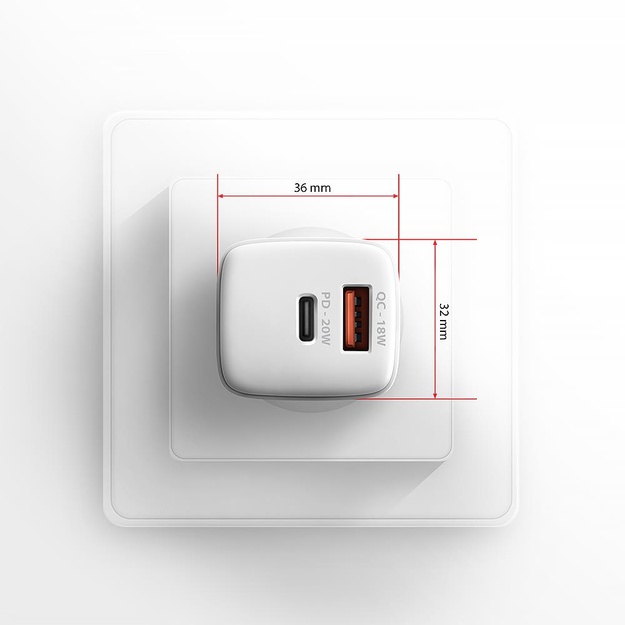 MOBILE CHARGER WALL USB 20W/2PORT WHITE ACU-PQ20W AXAGON