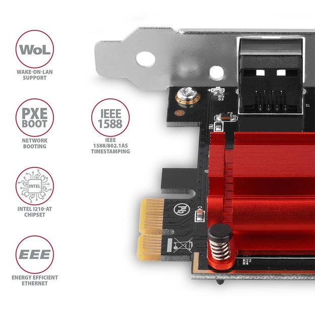 NET CARD PCIE 1GBE 1PORT/SP&LP PCEE-GIX AXAGON