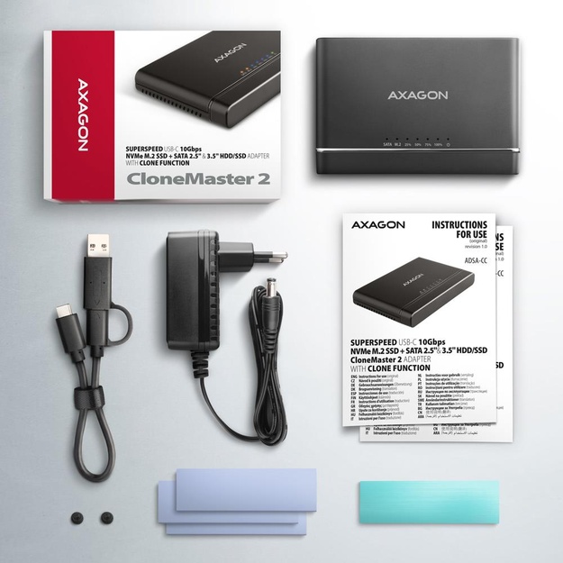 SSD ACC ADAPTER USB-C/M.2&SATA/10GBPS 0.1M ADSA-CC AXAGON