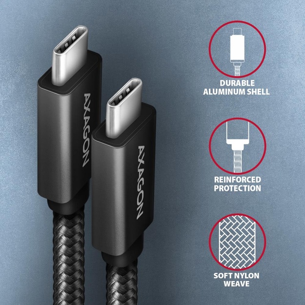 CABLE USB-C TO USB-C 0.5M 100W/BLACK BUCM32-CM05AB AXAGON