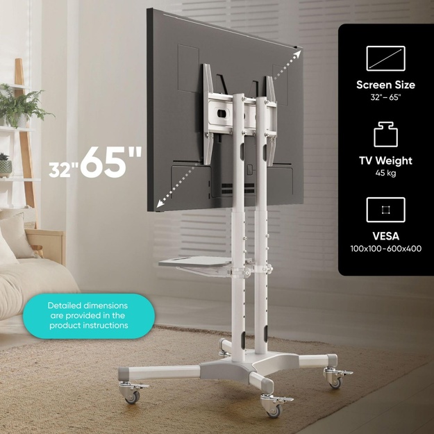 TV SET ACC MOBILE STAND/32-65 /WHITE TS1351-W ONKRON