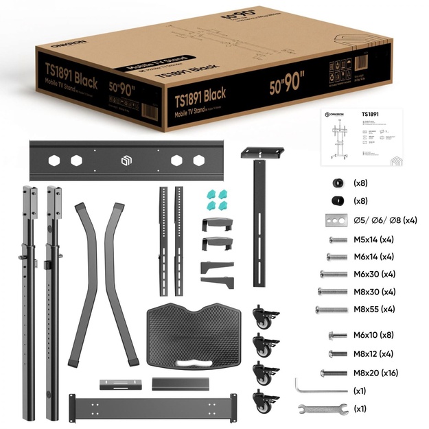 TV SET ACC MOBILE STAND/50-90 /BLACK TS1891-B ONKRON