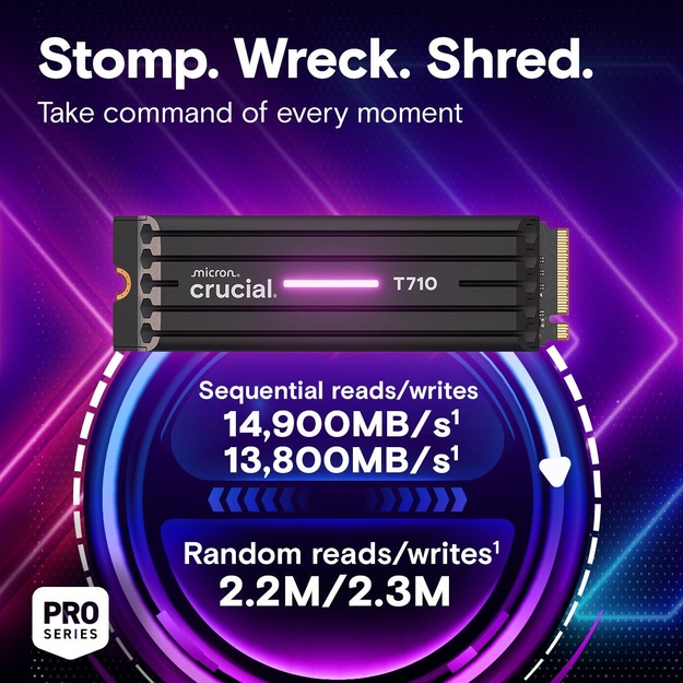 SSD|CRUCIAL|T710|1TB|M.2|PCIe Gen5|NVMe|Write speed 13700 MBytes/sec|Read speed 14900 MBytes/sec|TBW 600 TB|CT1000T710SSD5