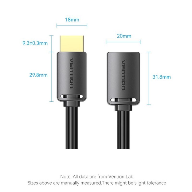 CABLE HDMI MALE/FEMALE 4K/1M BLACK AHCBF VENTION
