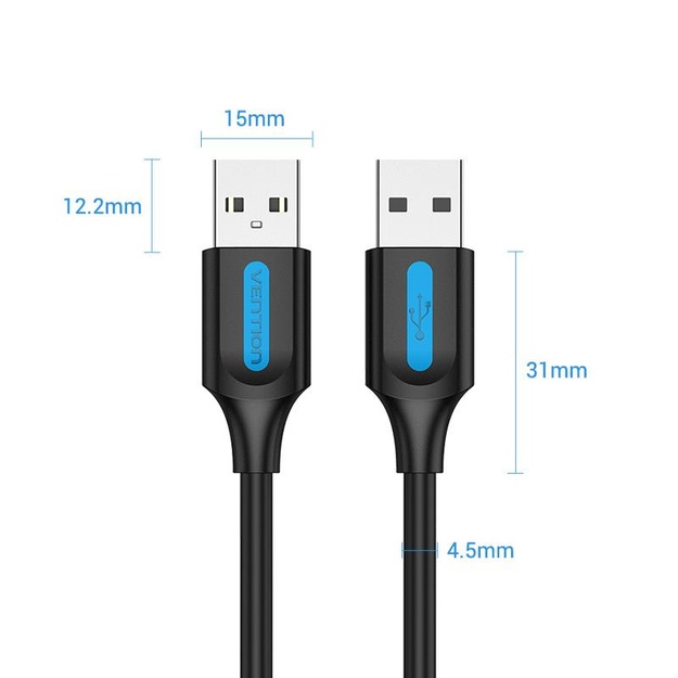 CABLE USB2.0 MALE TO MALE/2M BLACK COJBH VENTION