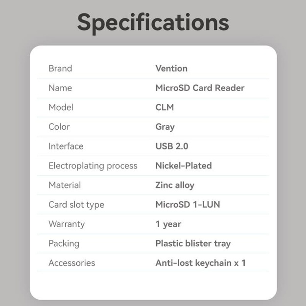 CARD READER USB-C/MICROSD CLMH0 VENTION