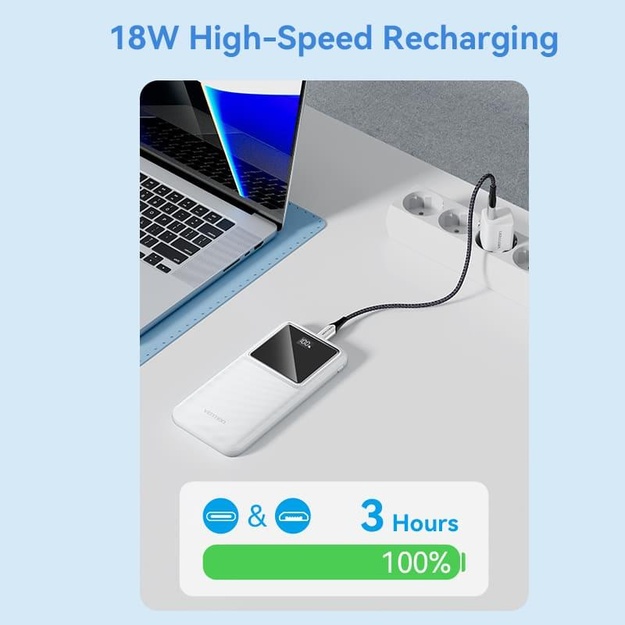 POWER BANK USB 10000MAH 22.5W/USB WHITE FHKW0 VENTION