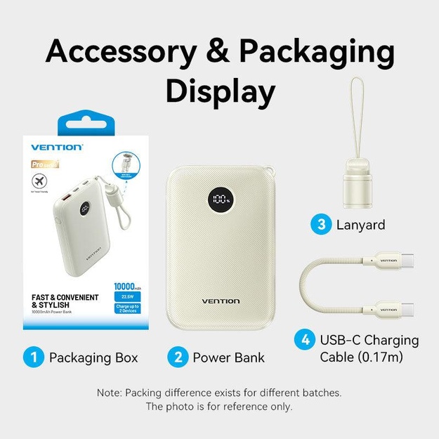 POWER BANK USB 10000MAH 22.5W/PINK FKAP0-C VENTION