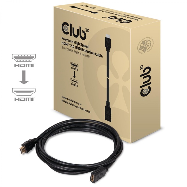 CABLE HDMI TO HDMI 3M/M/F CAC-1321 CLUB3D