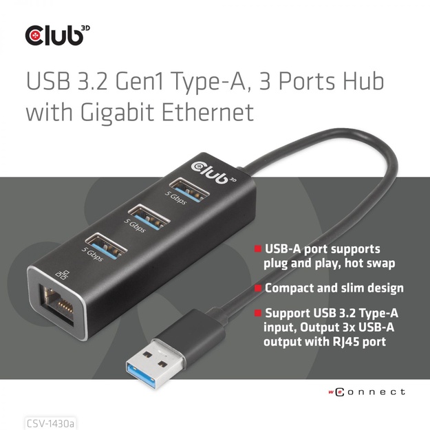 I/O HUB USB3.2 3PORT/CSV-1430A CLUB3D
