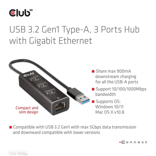 I/O HUB USB3.2 3PORT/CSV-1430A CLUB3D