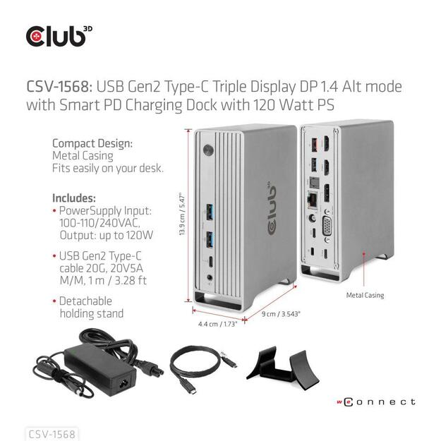 NB ACC DOCKING STATION/USB-C 120W CSV-1568 CLUB3D 3