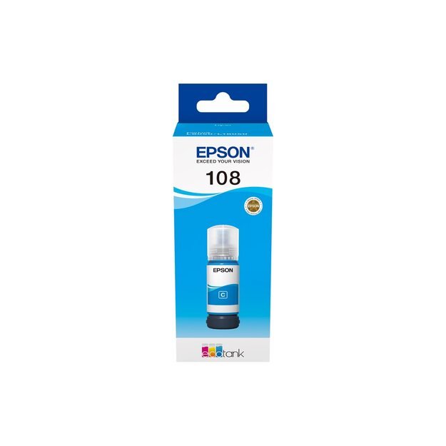 EPSON 108 EcoTank Cyan Ink Bottle 1