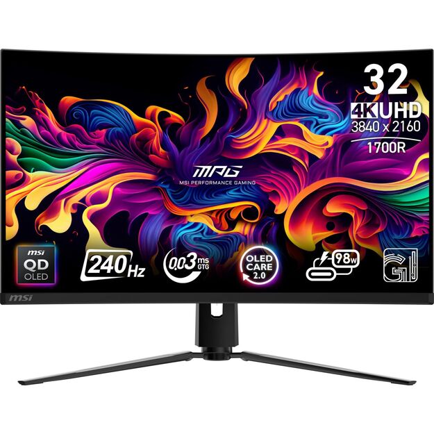 Monitor|MSI|MPG 321CURX QD-OLED|31.5 |Gaming/Curved/4K|Panel QD-OLED|3840x2160|16:9|240 Hz|0.03 ms|MPG321CURXQD-OLED