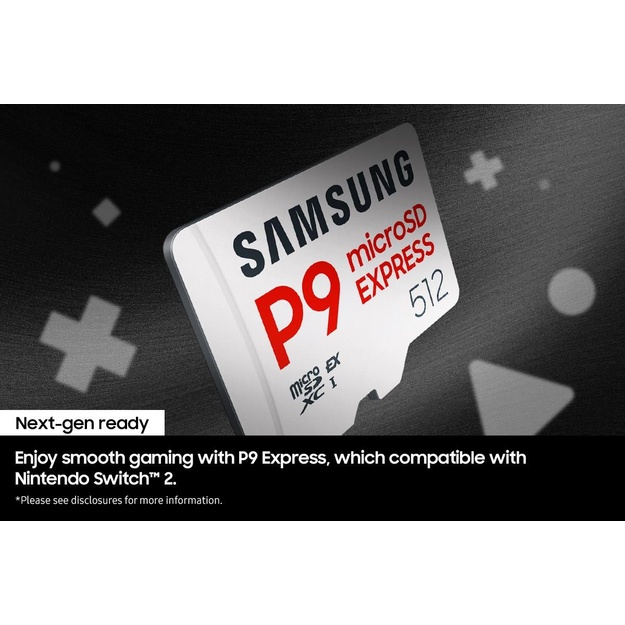 SAMSUNG P9 Express microSD Express Card 512GB 4K UHD NVMe 1.3 800 MB/s Read 310 MB/s Write Memory card for Nintendo Switch 2