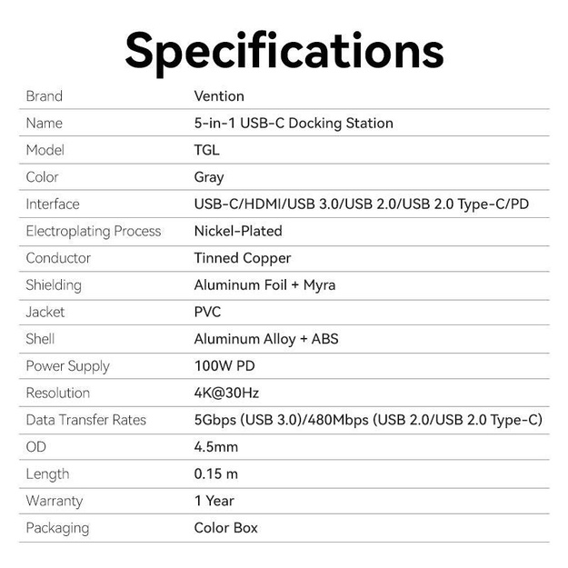 NB ACC DOCKING STATION/0.15M TGLHB VENTION