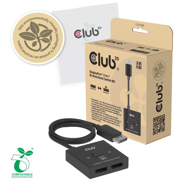 VIDEO SWITCH DP 2IN-1/CSV-1009 CLUB3D