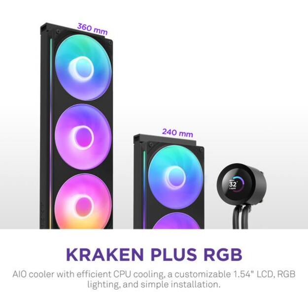 NZXT water cooling Kraken Plus 360 RGB LCD black