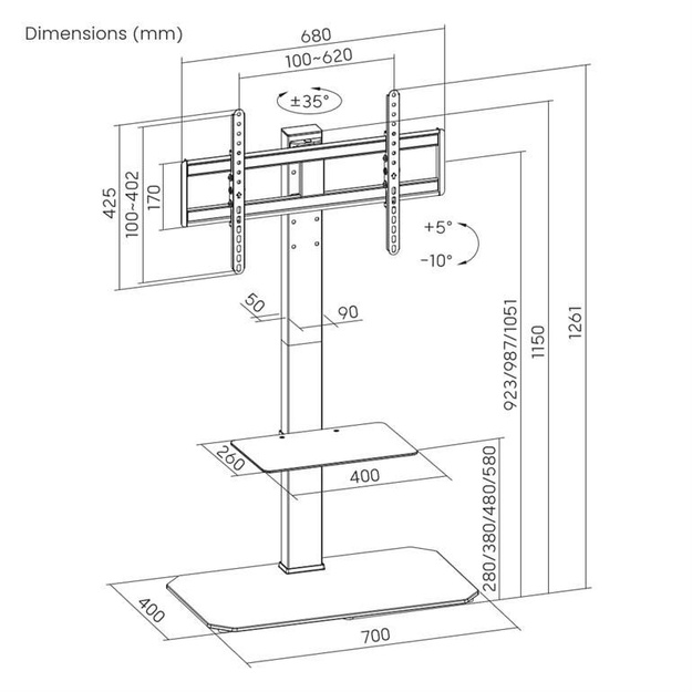TV SET ACC FLOOR STAND 43-86 /TVS-86ST-01 GEMBIRD
