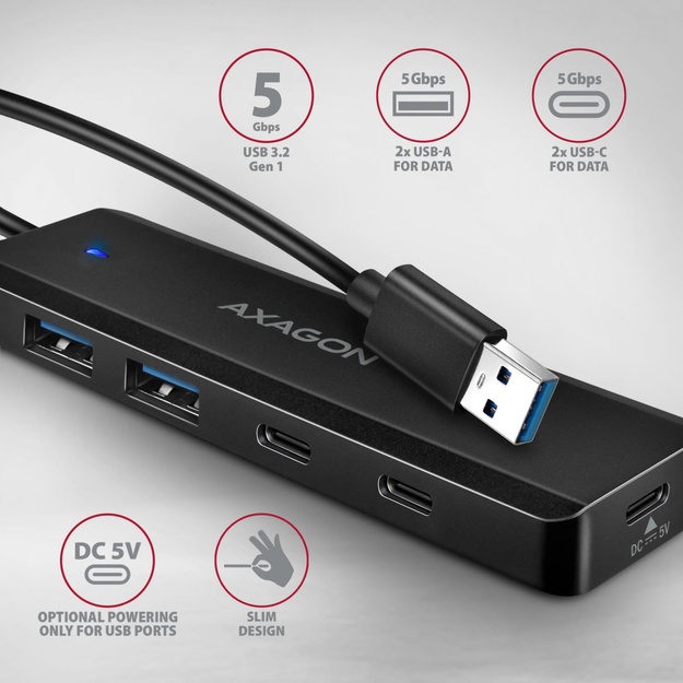 I/O HUB USB TRAVEL/0.19M HUE-C2A AXAGON