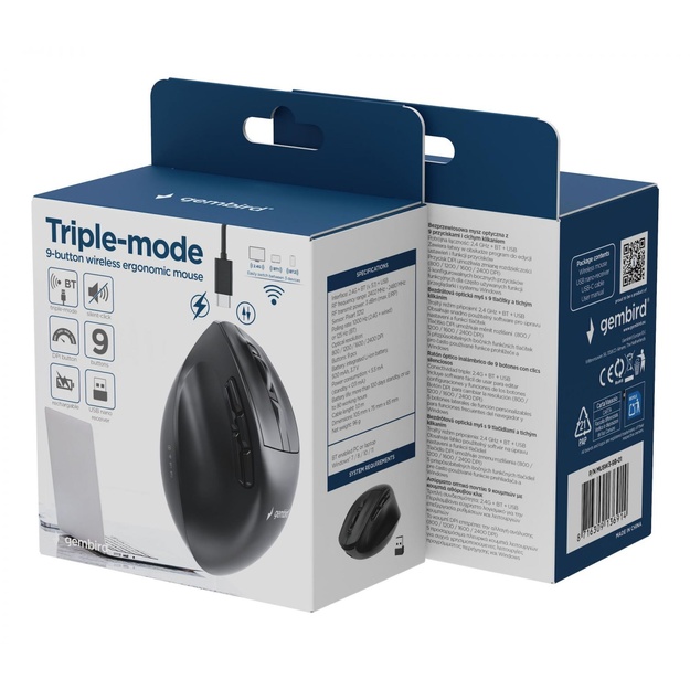 MOUSE USB OPTICAL WRL/MUSW3-9B-01 GEMBIRD