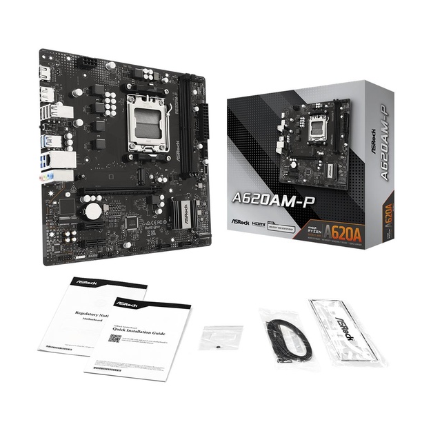 Mainboard|ASROCK|AMD A620A|Socket AM5|micro ATX|RAM DDR5-SDRAM|2xSlots|1xNumber of M.2 (M) slots|A620AM-P