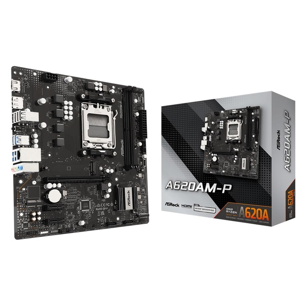 Mainboard|ASROCK|AMD A620A|Socket AM5|micro ATX|RAM DDR5-SDRAM|2xSlots|1xNumber of M.2 (M) slots|A620AM-P