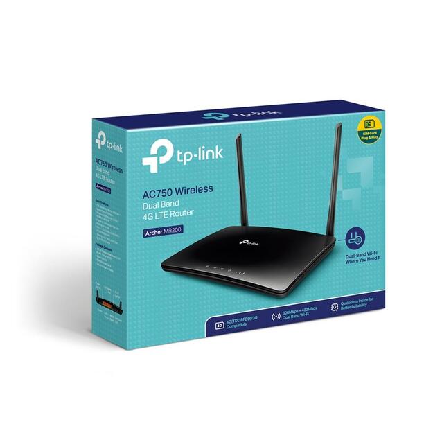 Maršrutizatorius TP-LINK 733 Mbps 1 WAN 3x10 100M DHCP antennas 5 4G ARCHERMR200