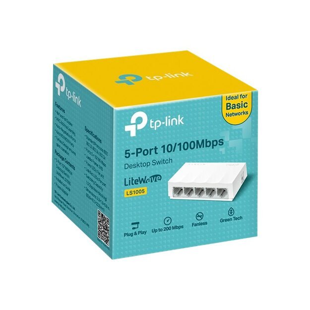 Komutatorius TP-LINK LiteWave 5-Port 10 100M Desktop 5 10 100M RJ45 Ports Plastic Case